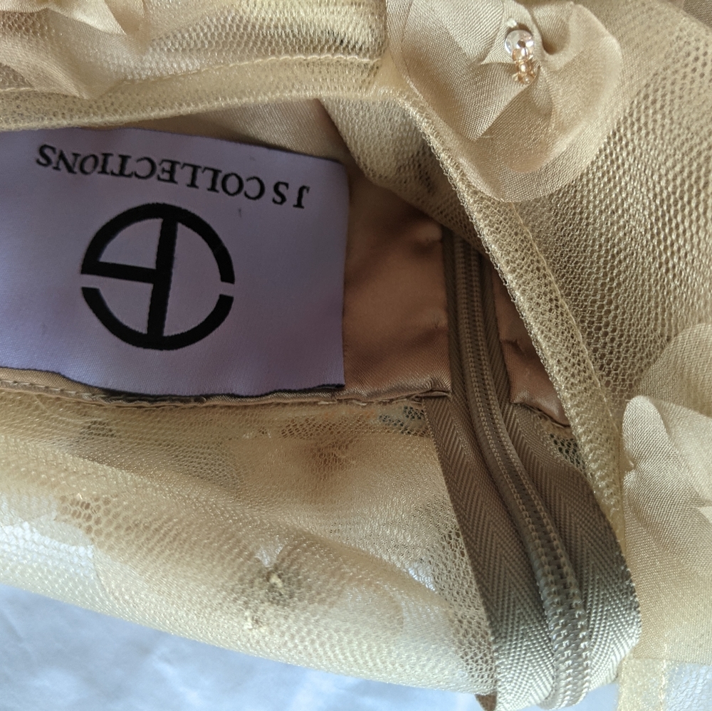 JS Collections Champagne Gown with Flower Applique - Picture 5 of 5